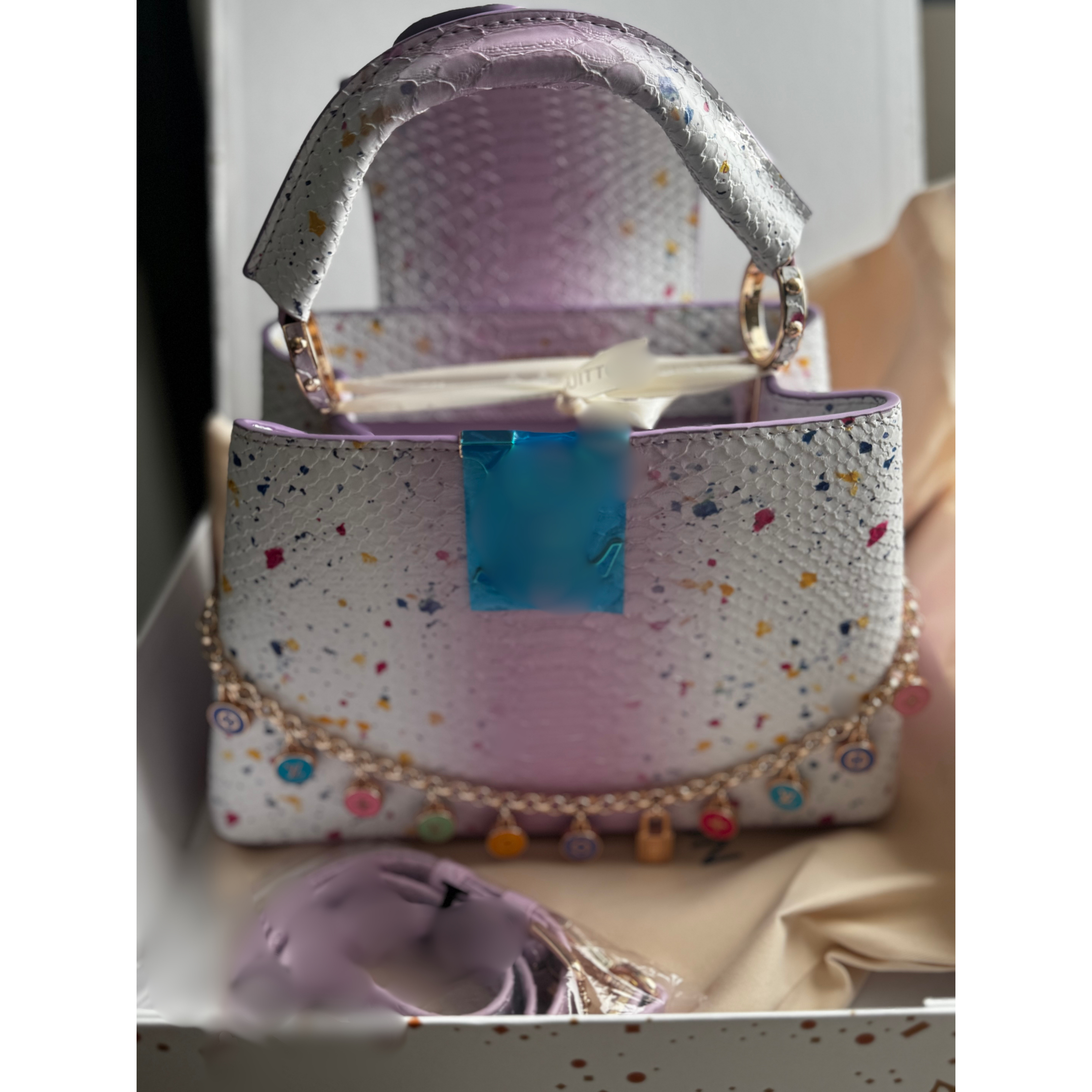 L multicolored snake handbag