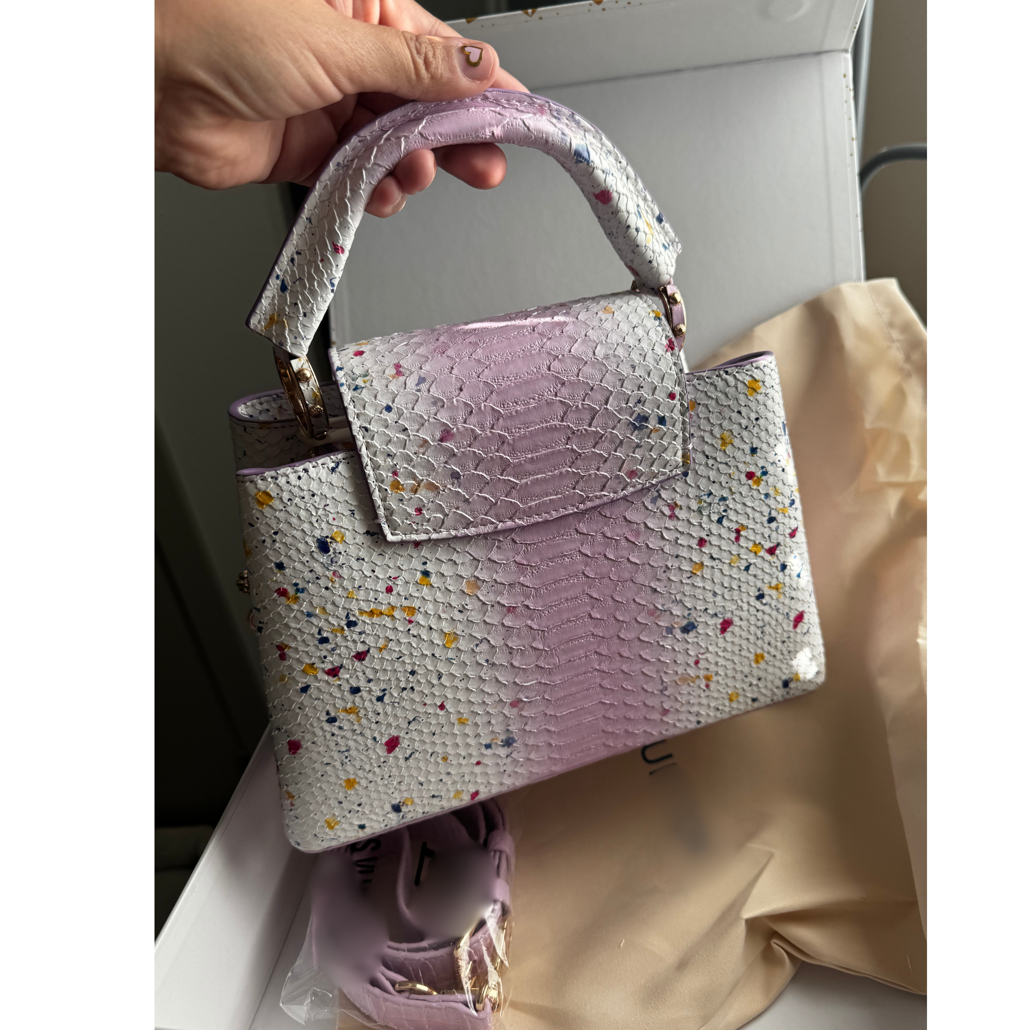 L multicolored snake handbag